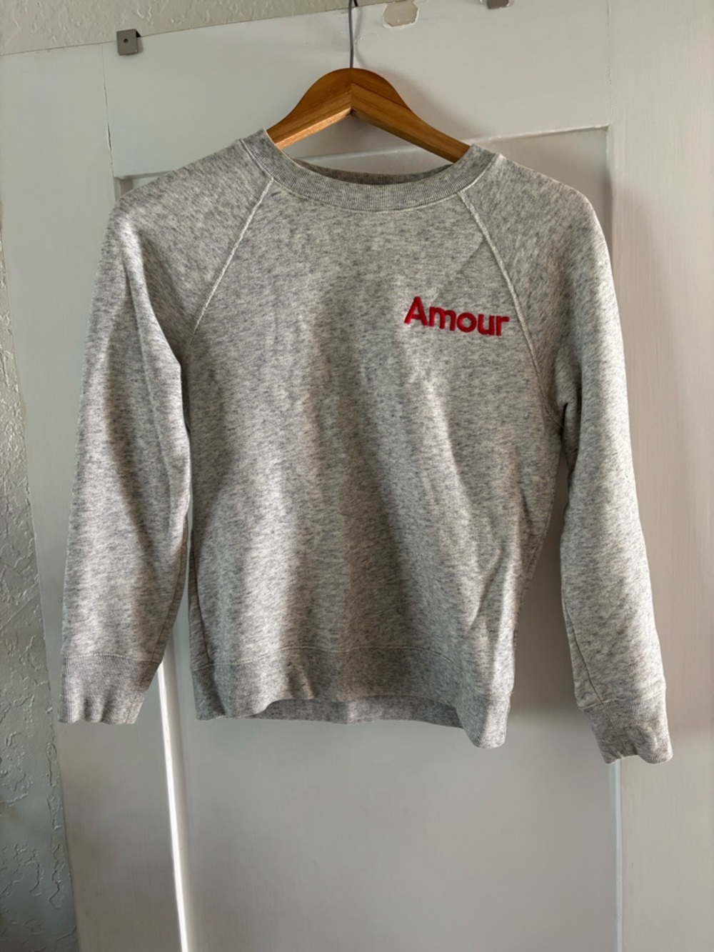 J. Crew Amour Embroidered Grey Crewneck Sweatshirt